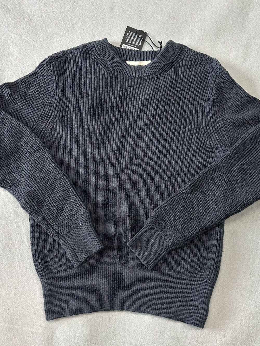Buck Mason Mens Faded Indigo Seafarer Cotton Rib Crew Sz SMALL MSRP 168 [CE4]